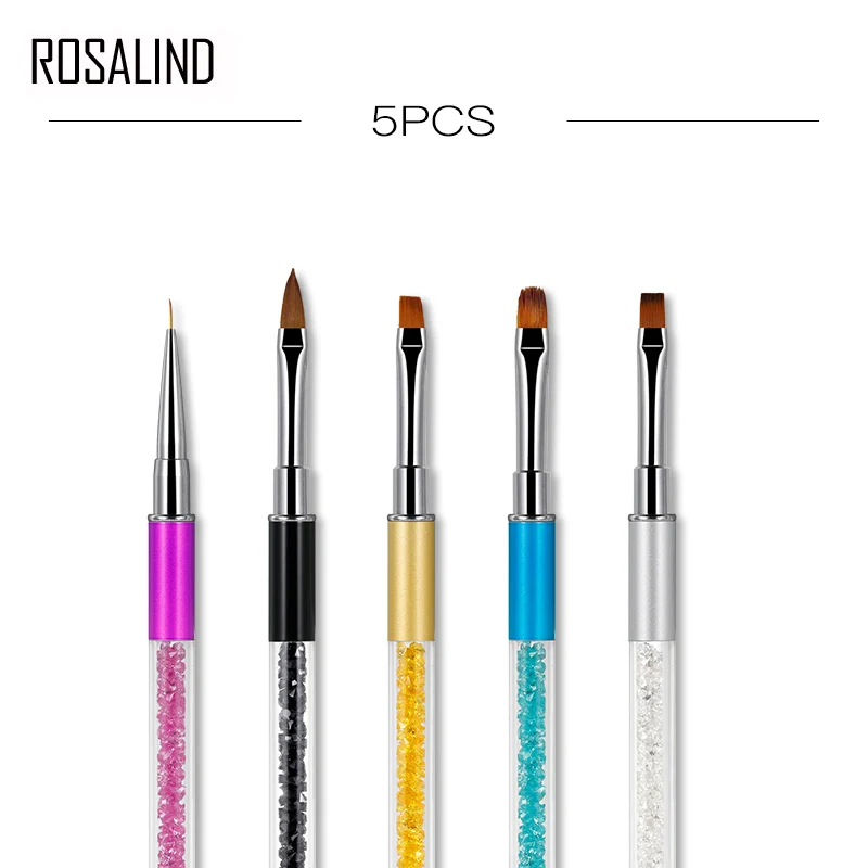 ROSALIND 5 Pcs/Kit Nail Brushes for Manicure Design Tool Set 3D Gel Acrylic Liner Pen Art Brush For Nails | Красота и здоровье