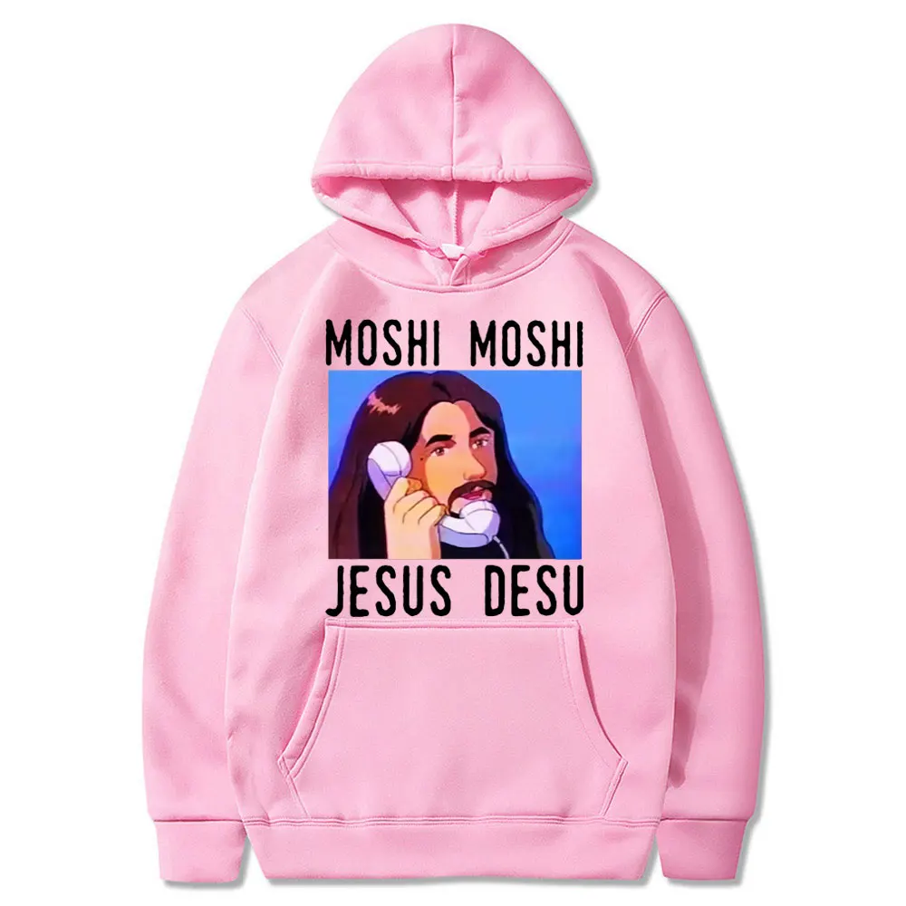 

Moshi Moshi Jesus Desu Funny Fashion Hoodie Men Casual Hip Hop Hooded Hoody Streetwear Vintage Sweatshirt Clothes Men