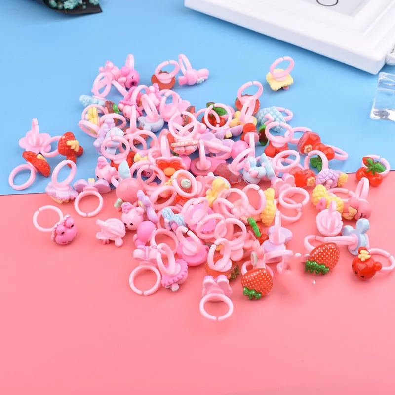 100 шт. Детские Кольца для девочек регулируемые детские кольца на палец животные