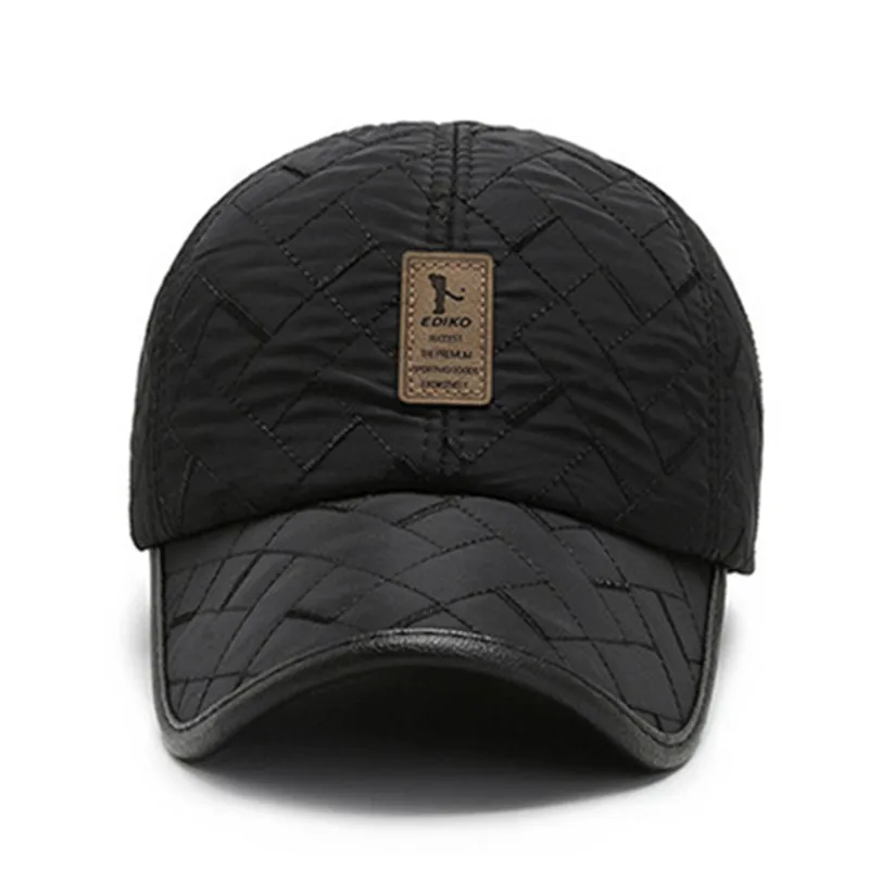 

Snapback Cap New Winter Velvet Warm Earmuff Hats Thermal Baseball Caps For men Casual Cotton Sports Cap Adjustable Size Dad Hat