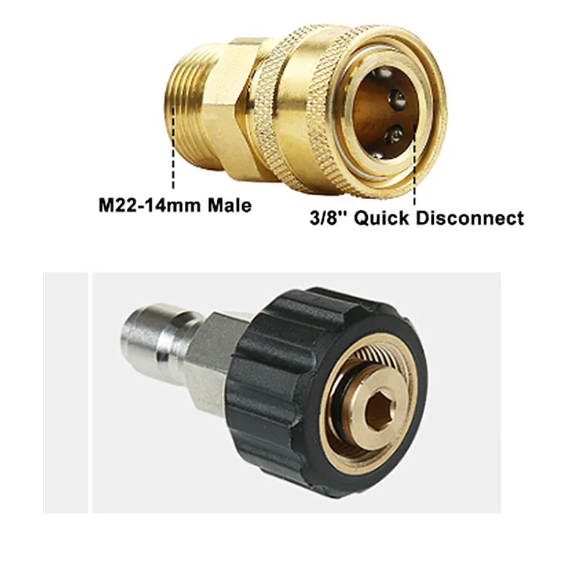 

M22-14mm 3/8 Inch Pressure Washer Quick Connector Adapter Set Stainless Steel Ftting Adapter Swivel Quick Connect Plug Set