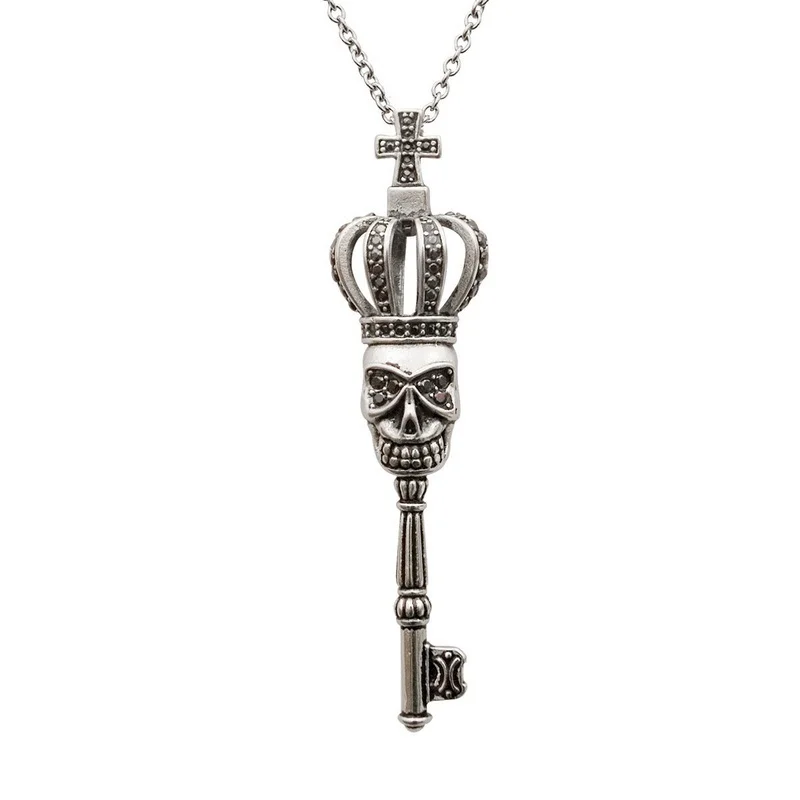 

New fashion retro creative crown skull key necklace male popular hip-hop party locomotive accessories pendant gift wholesale