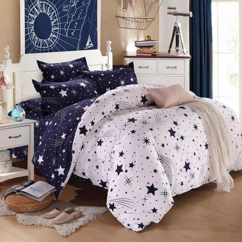 

58 Bedding Sets Star Galxy Duvet Cover Blue White Grey Bed sheets Single Twin Full Queen Size Kid or Boys geometric linens24