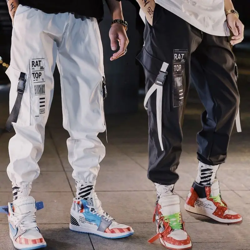 Брюки-карго мужские в стиле хип-хоп модные штаны с эластичным поясом хлопковые