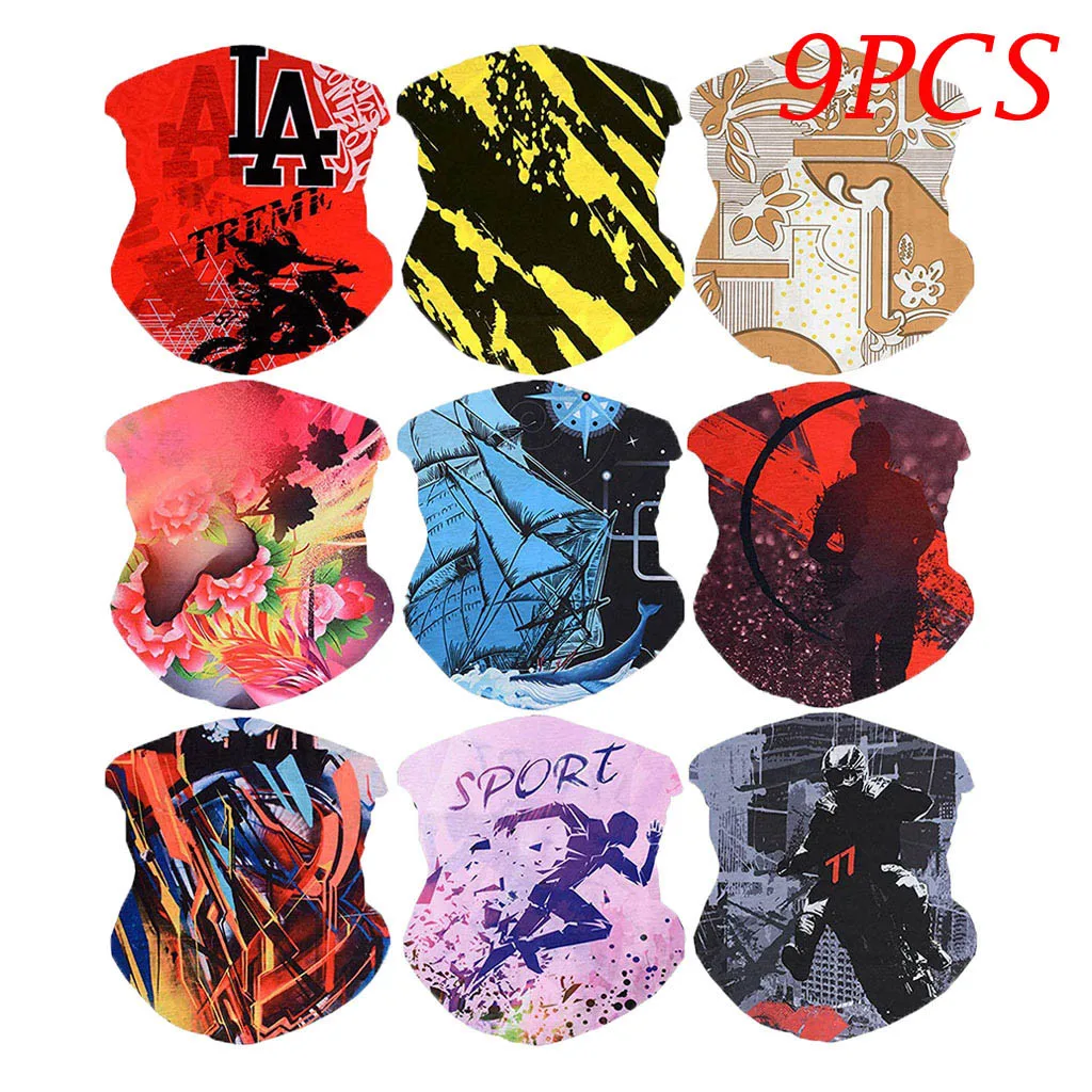 

9pcs Magic Scarf Seamless Bandanas Cycling Headbands Women Men Riding Face Shield Mask Neck Warmer Head Scarf Female Male 2022