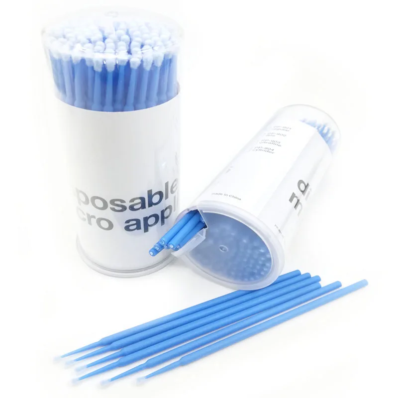 Pot-Blue(L) 100 шт./лот, одноразовая щетка для ресниц, тампон, микрощетки, инструменты для наращивания ресниц, индивидуальные инструменты для удаления ресниц, Аппликаторы - Цвет: Pot-Blue(L)