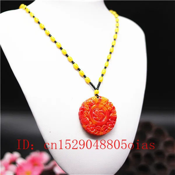 Натуральный красный желтый Нефритовый камень цветок ожерелье из бисера