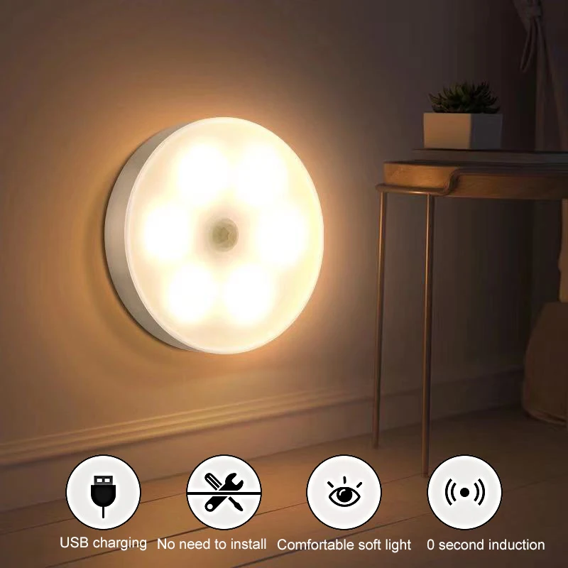 Светодиодный настенный ночник 6 Вт Индукционная Настольная лампа с человеческим