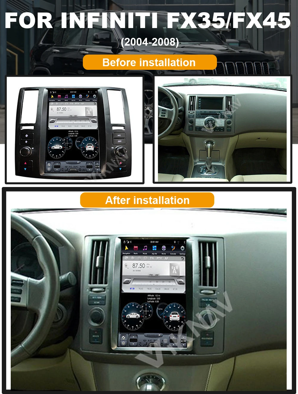 multimedia player For Infiniti FX35 FX45 2004-2008 car GPS navigator video auto android system radio tape recorder 11.8 inch | Автомобили