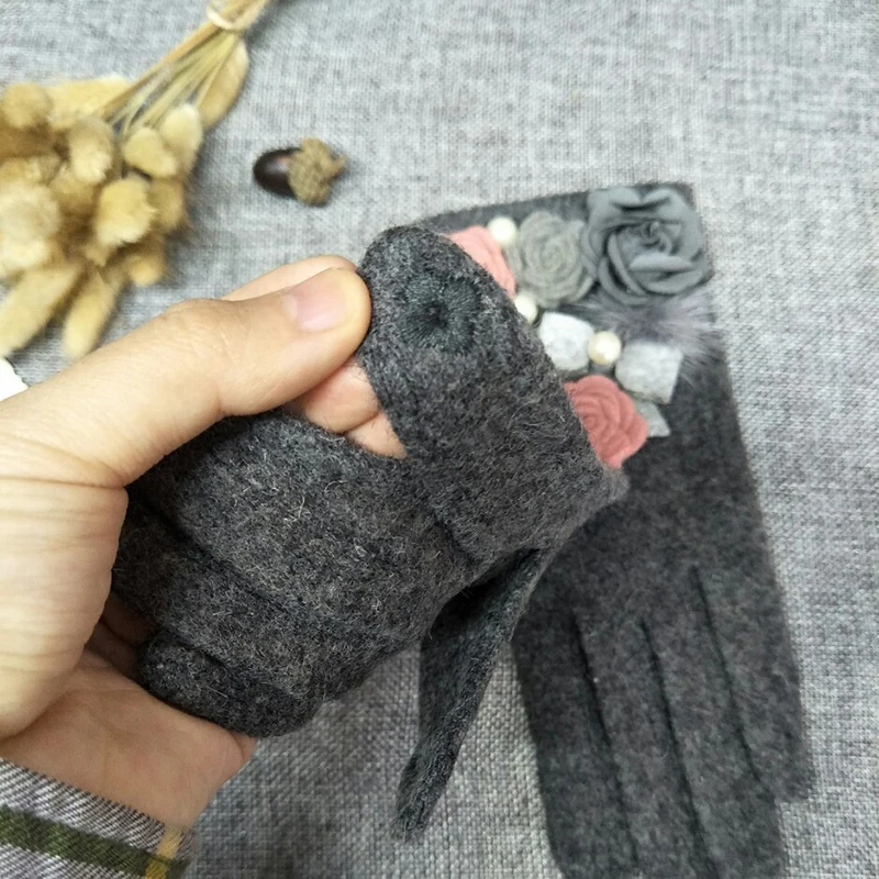 Осенне-зимние женские перчатки для сенсорного экрана кашемировые шерстяные