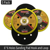 5pcs 6 inch 150mm 6 holes hook loop backup sanding pad backing pad sander 516 24 thread polishing grinding abrasive tools