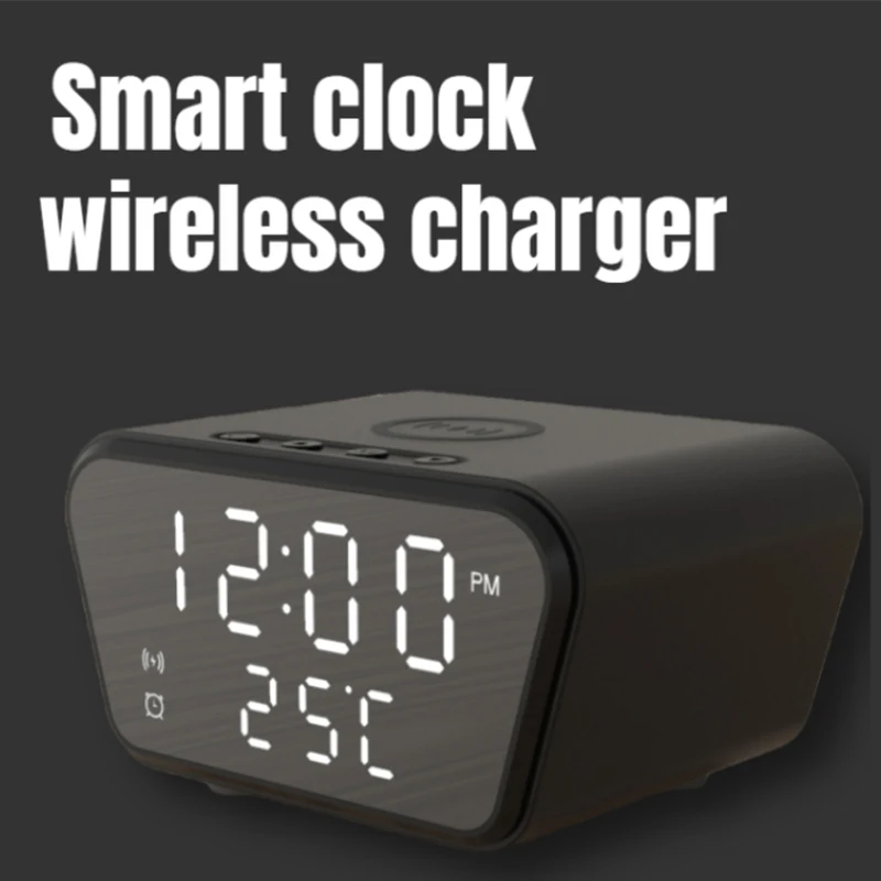 

Wireless Charging Clock HD Display Time Date Weather Wireless Cellphone Charging Alarm Clock For Iphone LED Electric Alarm Clock
