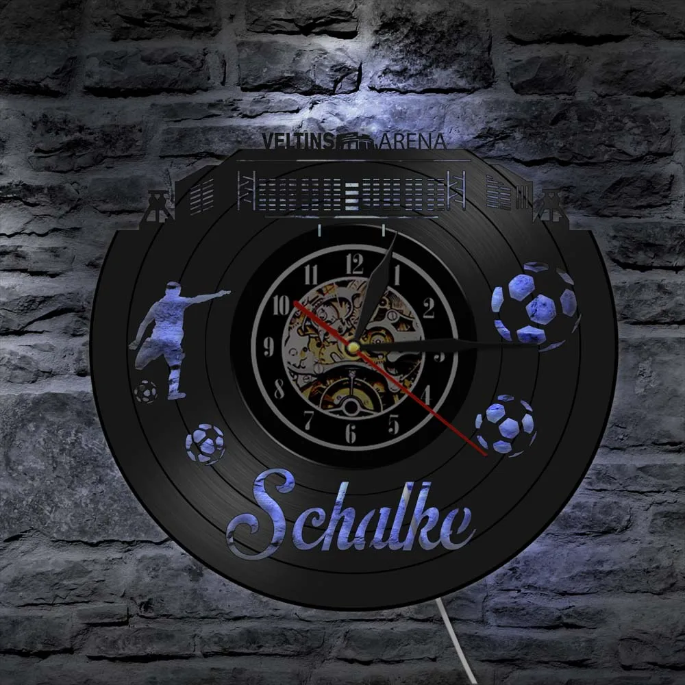 Gelsenkirchen Skyline тихие настенные часы немецкий город футбол стадион фанаты празднования Чемпион стены искусства Виниловая пластинка часы
