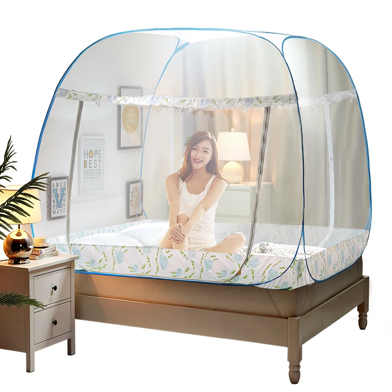 Розовый синий переносная противомоскитная сетка для двуспальной кровати