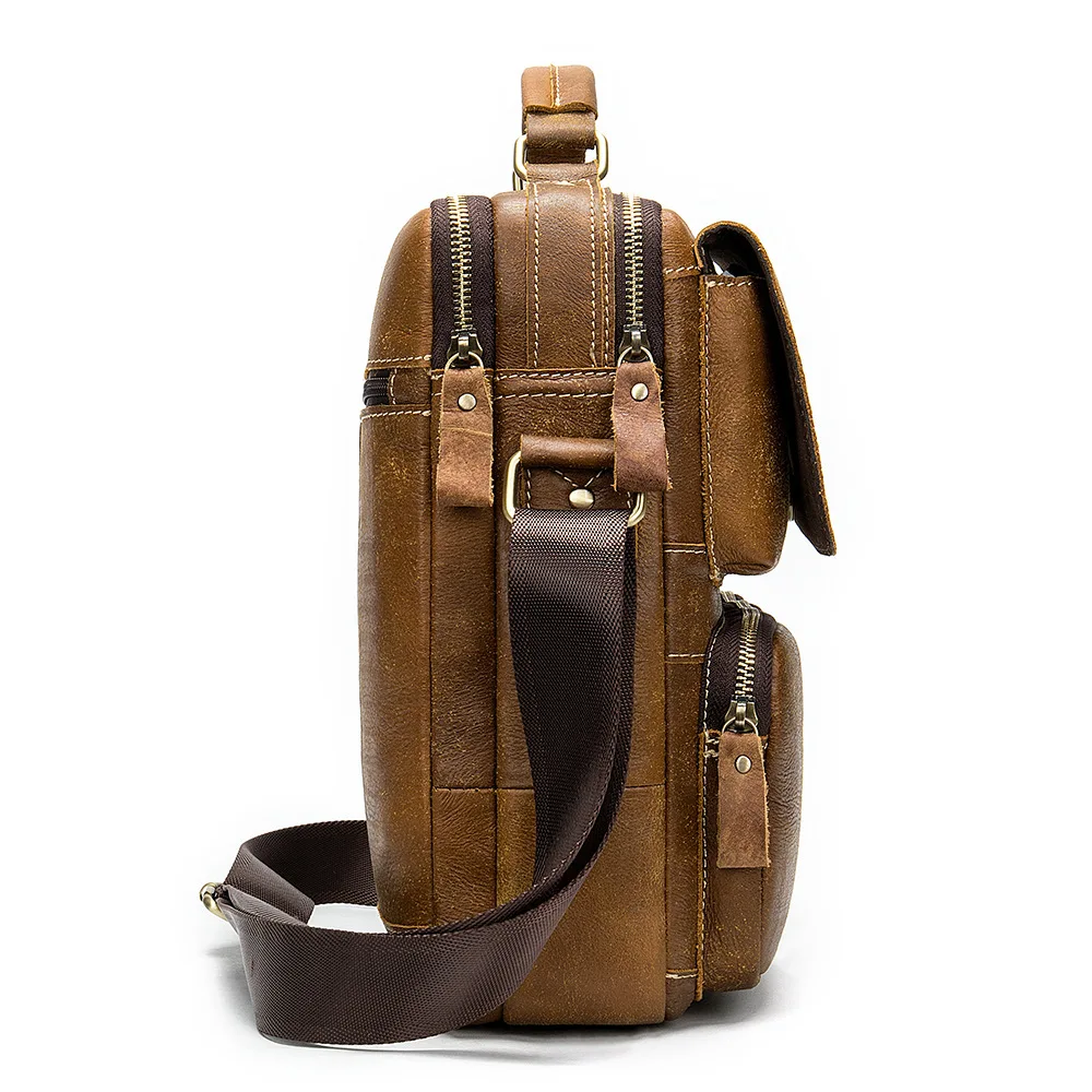 2020 Новая повседневная мужская деловая сумка через плечо из спилка коровьей кожи