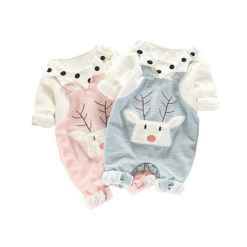 Комплект одежды для новорожденных сезон осень зима топ + комбинезон Комбинезоны