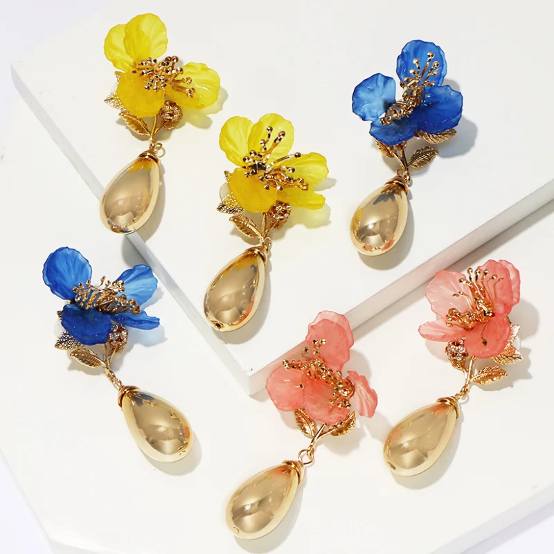 Модные синие розовые желтые Разноцветные серьги KOMi очаровательные капли с