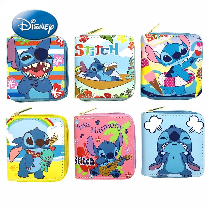 

Disney Stitch Cartoon Print Men's and Women's Short Wallet Casual Fashion Clutch Multi-Card Position Coin purses Card Case