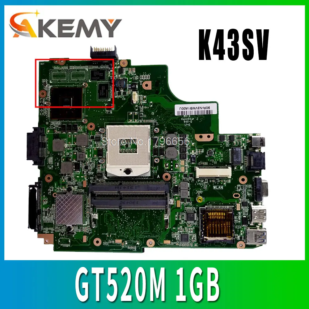 K43SV материнская плата GT520M 1 ГБ для ASUS A43S X43S K43SJ ноутбука Материнская