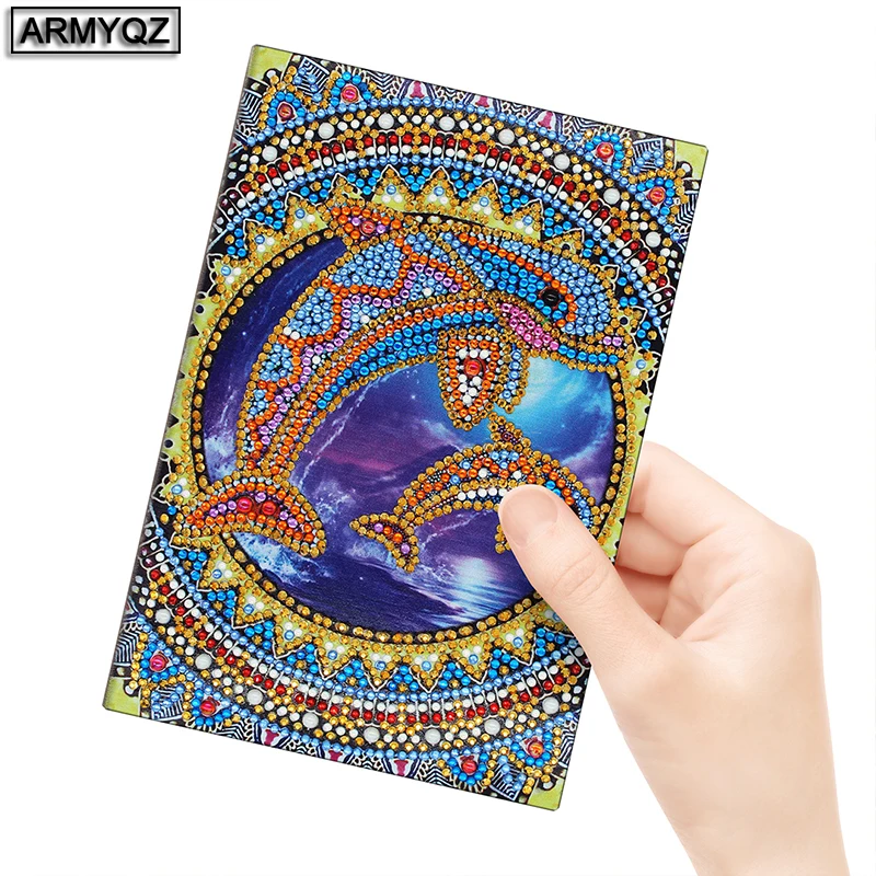 ARMYQZ 5D DIY Diamond Painting Notebook Dolphin Special Shaped 2019 New | Дом и сад