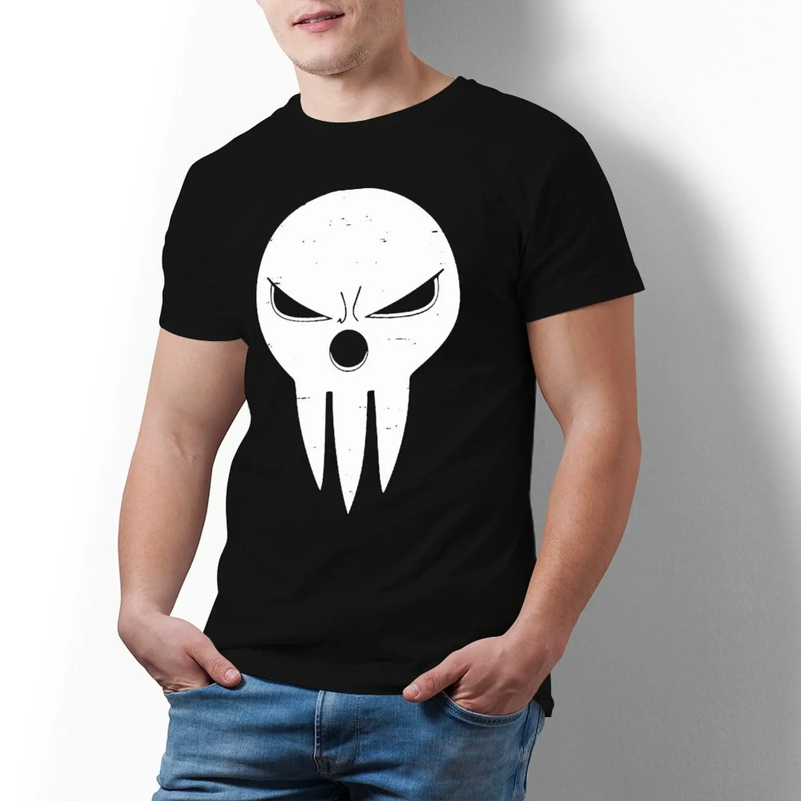 

Футболка Shinigami мужская с принтом, Милый хлопковый топ с коротким рукавом, 4xl, на лето