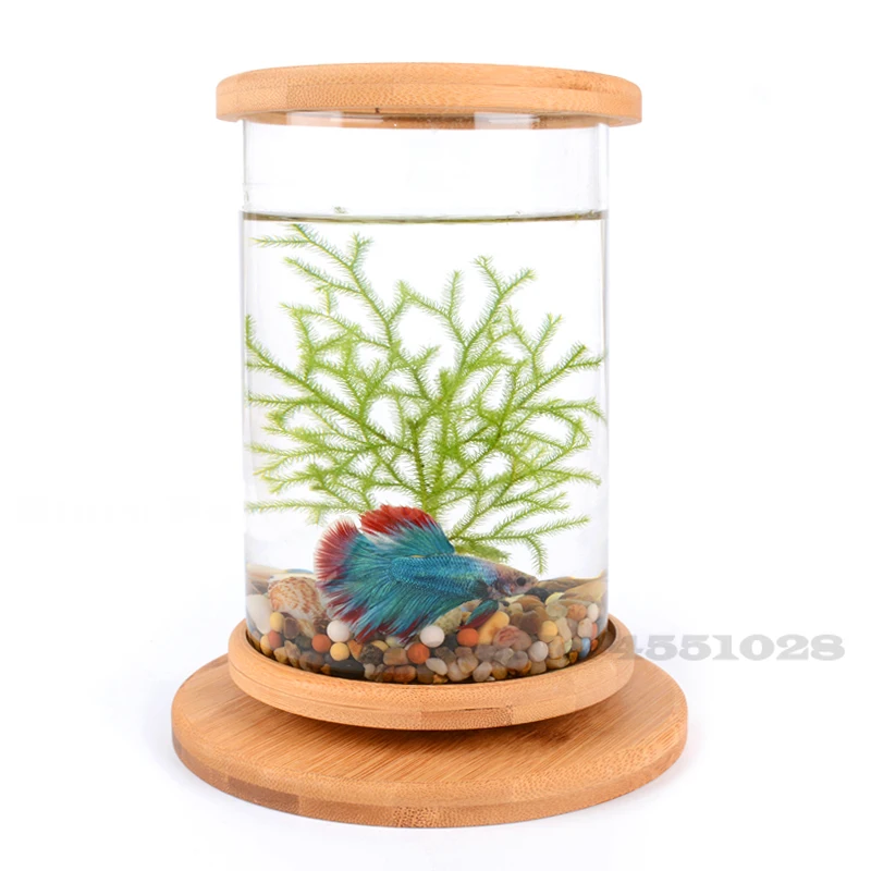 Бочка Betta Fish Tanks настольный мини Aquaponic аквариум вращающаяся на 360 градусов