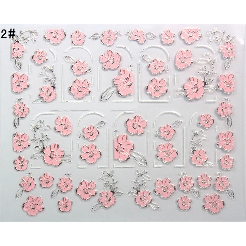 Цветок серии ногтей переводные наклейки воды Полный Обертывания розовые блестки