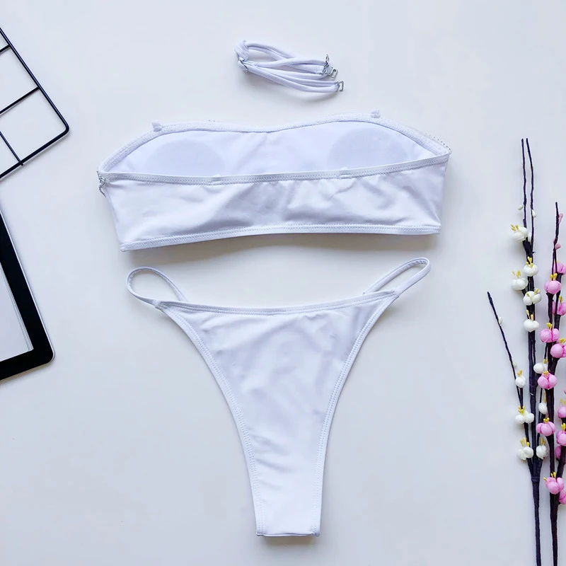 2020 женский сексуальный купальник бикини бразильский белый с бахромой и низкой