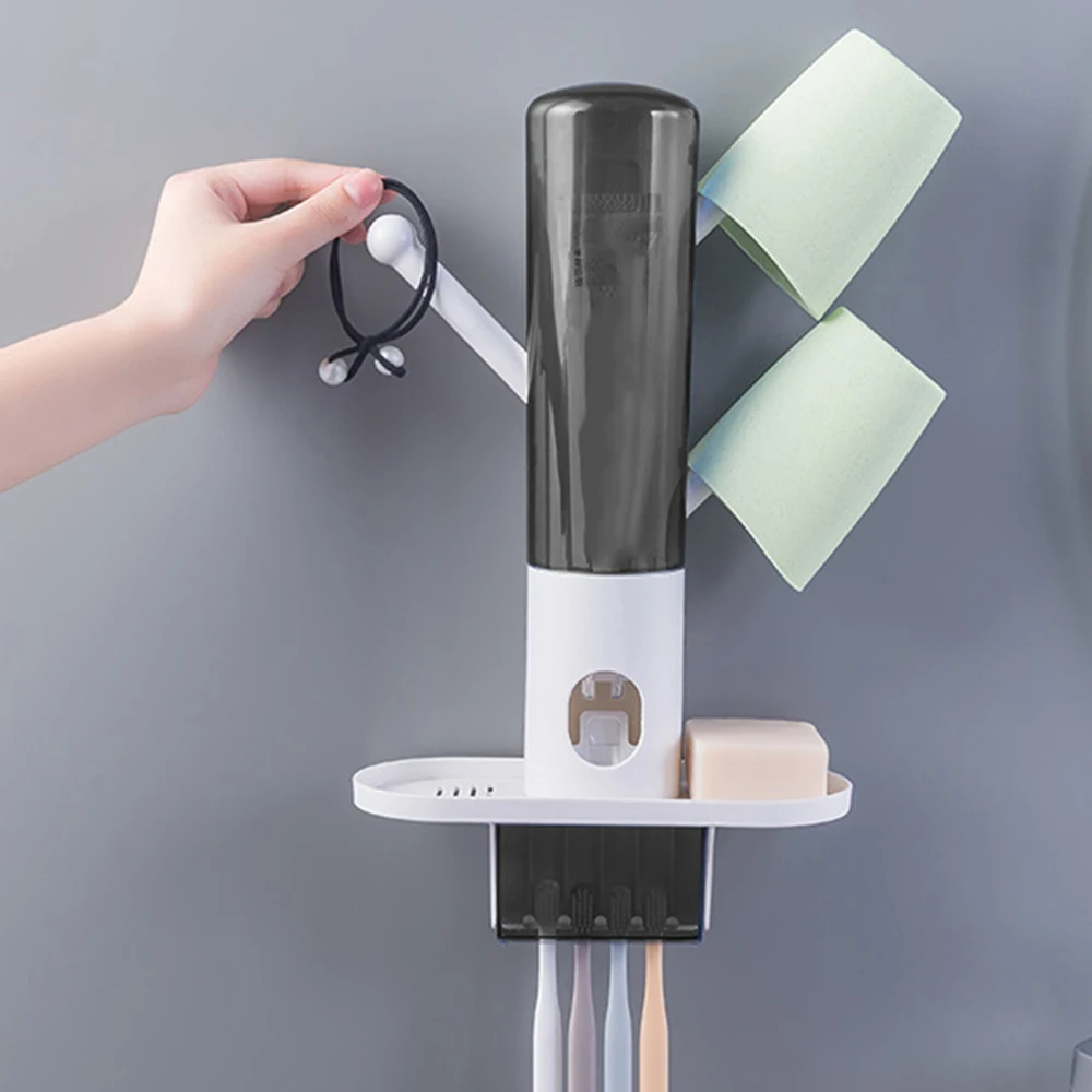 

Toothbrush Holder Lazy Full Automatic Toothpaste Squeezer Wash Gargle Cup Couple Multi-Functional Toothbrush Holder No Punching