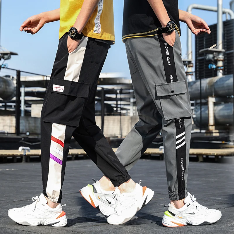 

Men Multi-pocket Streetwear Sweatpants Hombre Casual Fashion Cargo Pants Men Elastic waist Beam feet Jogger Pants Male