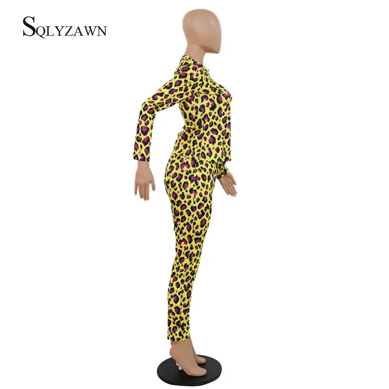 Уличная Женская одежда с леопардовым принтом комплект из двух предметов осенняя