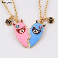 bff cute two necklaces zinc alloy animal heart shaped best friend pendant necklaces for friends friendship jewelry gifts
