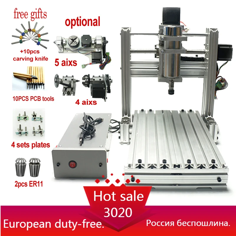 DIY LY CNC маршрутизатор 3020 3 4 5 осевой деревообрабатывающий станок фрезерный