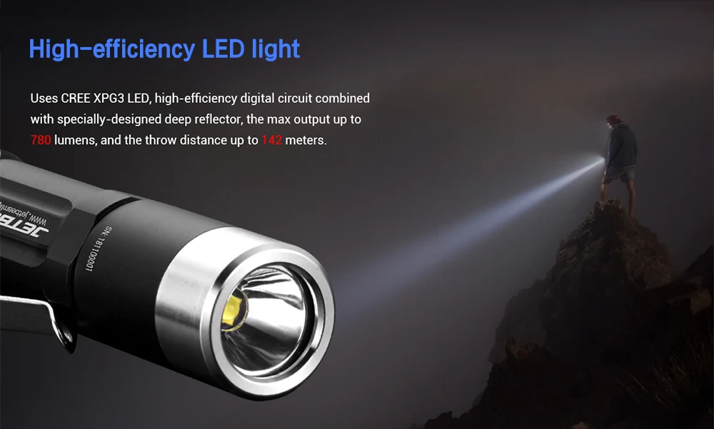 JETBeam PA12 маленький тактический фонарь Cree XPG3 светодиодный 780 люмен Мини карманный полицейский фонарь профессиональный наружный вспомогательный фонарь