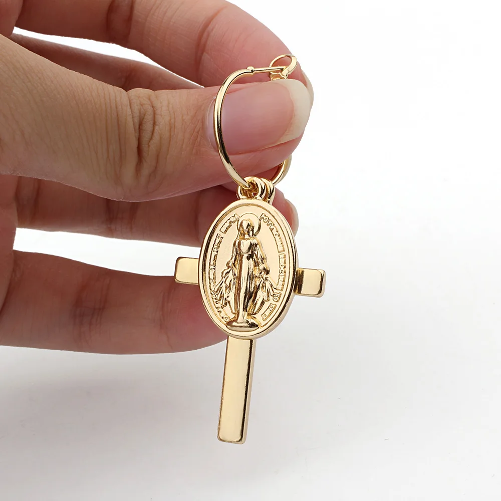 Женские серьги подвески с крестом из нержавеющей стали|Серьги-подвески| |