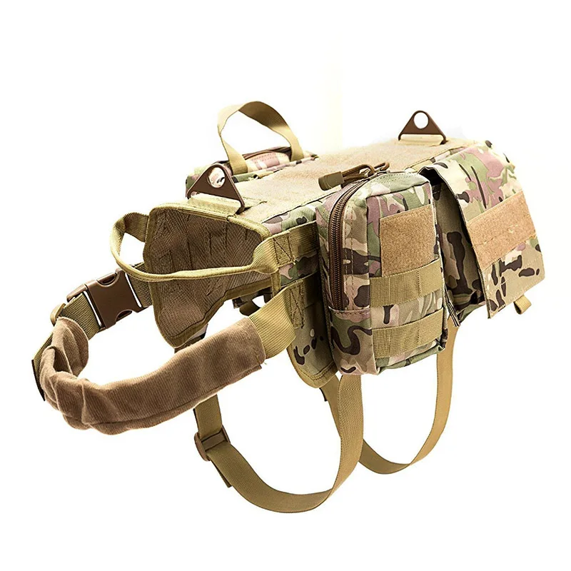 Tactical Military Dog Training Vest Molle Hunting Nylon k9 Service Harness with Handle Clothes for Hiking Outdoor | Спорт и