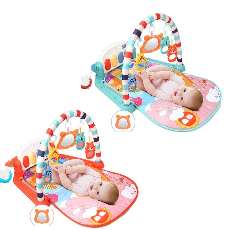 

03KD Baby Gym 'n Play Piano Mat Tummy Time Playmat for Infant Crawling Grabbing Exercise Activity Mat for Newborn Toddler