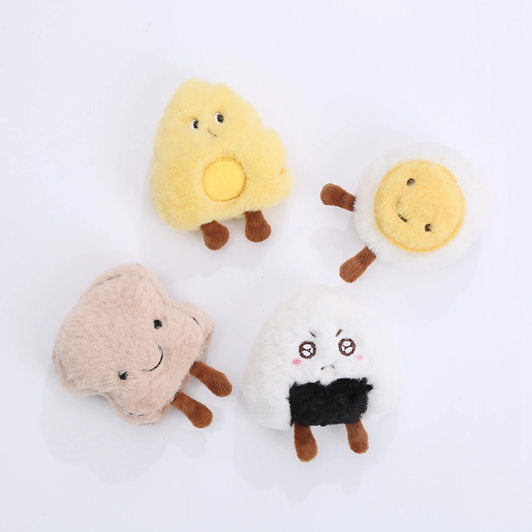 

4Pc Pet Squeaky Toy Plush Food Shaped Puppy Teething Toy Dog Bite Toy Cat Chew Toy Funny Toys For Dog Chew Puppy Training Toy