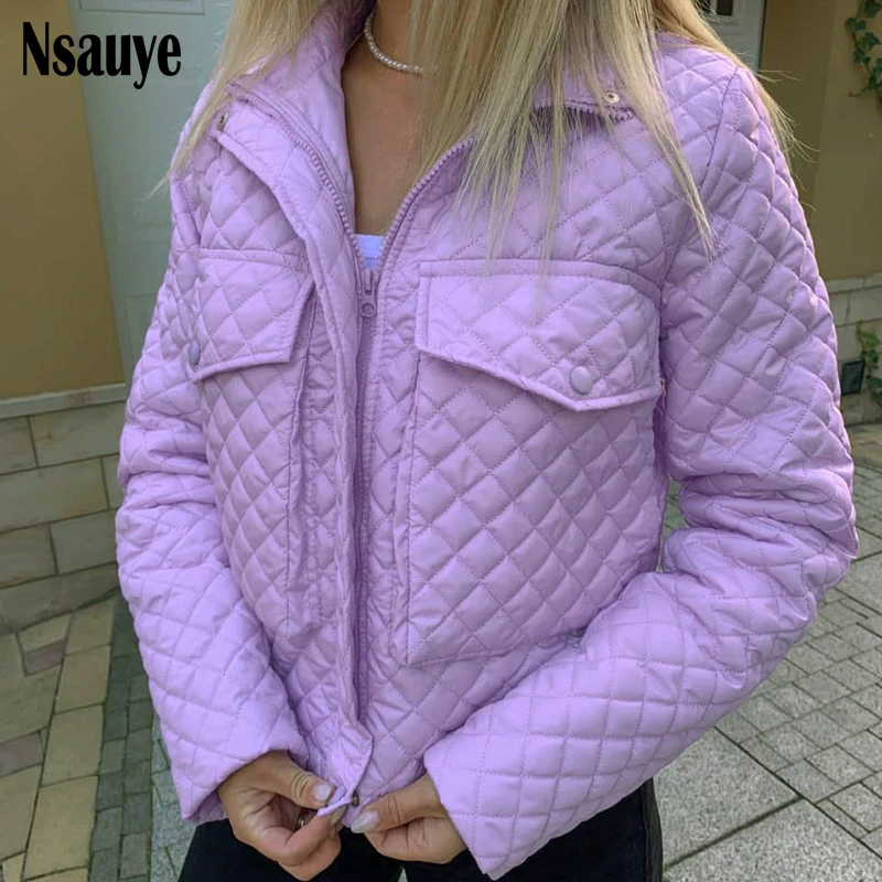 

Nsauye Женская Короткая свободная мини-куртка с длинным рукавом Топы 2021 верхняя одежда Модные Винтажные парки Y2K теплые укороченные пальто с у...