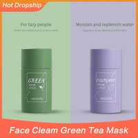 green tea cleansing solid mask purifying clay stick mask oil control anti acne eggplant skin care whitening care face tslm1