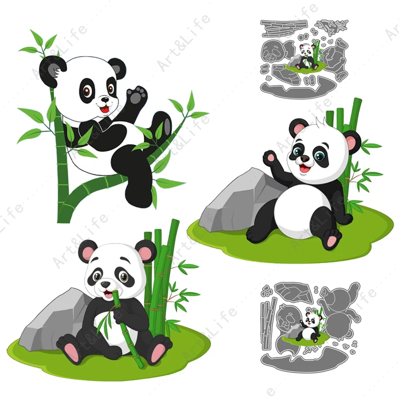 

Hot New Metal Cutting Dies Cute Pandas Animals Stencils for Making Scrapbook Paper Cards Album Birthday Card Embossing Cut Dies