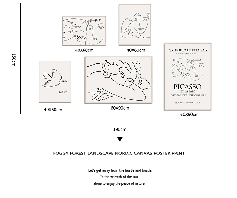 Картина на холсте Picasso Matisse Girl Bird Line для рисования настенные постеры и принты в