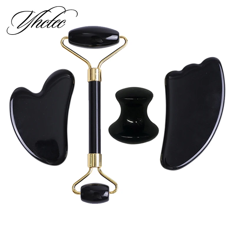 Натуральный обсидиан гуаша гуашь скребок бриллиантовый камень для массажа лица