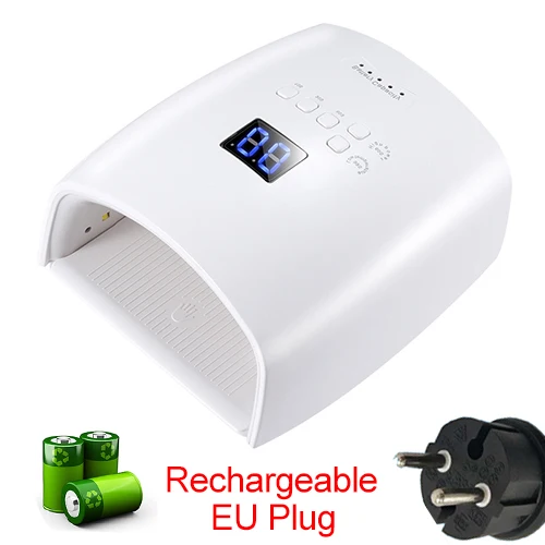 EU Plug Новейший встроенный аккумулятор Сушилка для ногтей беспроводной 36 Вт двойной источник света Светодиодный УФ-лампа для отверждения всех гелей с умным датчиком и таймером - Цвет: EU Plug