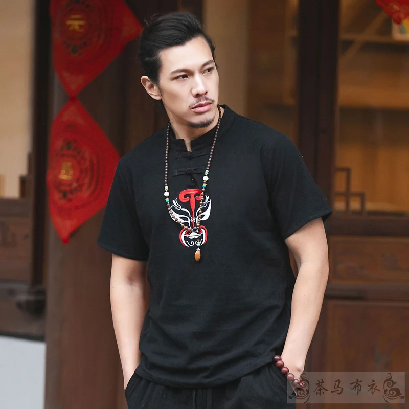 Мужские топы в китайском стиле пекинской оперы традиционная одежда ханьфу с