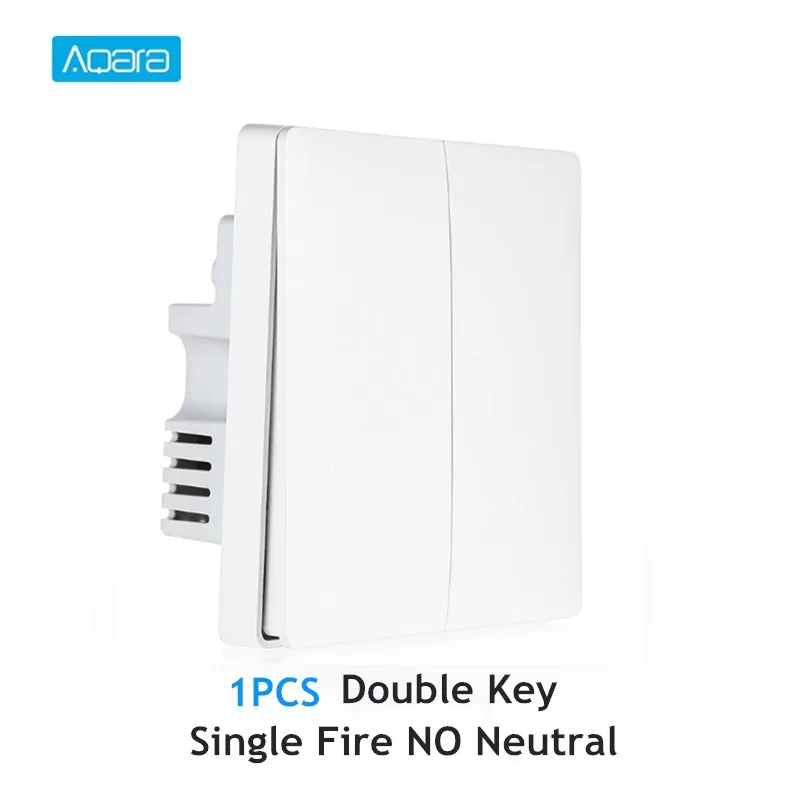 1PCS Double Key Умный настенный светильник Aqara, переключатель одной линии огня, версия ZigBee, Wi-Fi, беспроводное подключение, приложение, дистанционное управление - Цвет: 1PCS Double Key