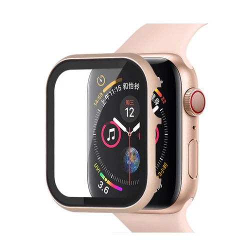 Vintage gold Часы Защитный чехол+ Защитная пленка на экран для наручных часов Apple watch 44 мм 40 мм, 42 мм, 38 мм, версия наручных часов iwatch серии 5/4/3/2/1 Защитная крышка прозрачная HD защитная пленка ультра-тонкий - Цвет: Vintage gold