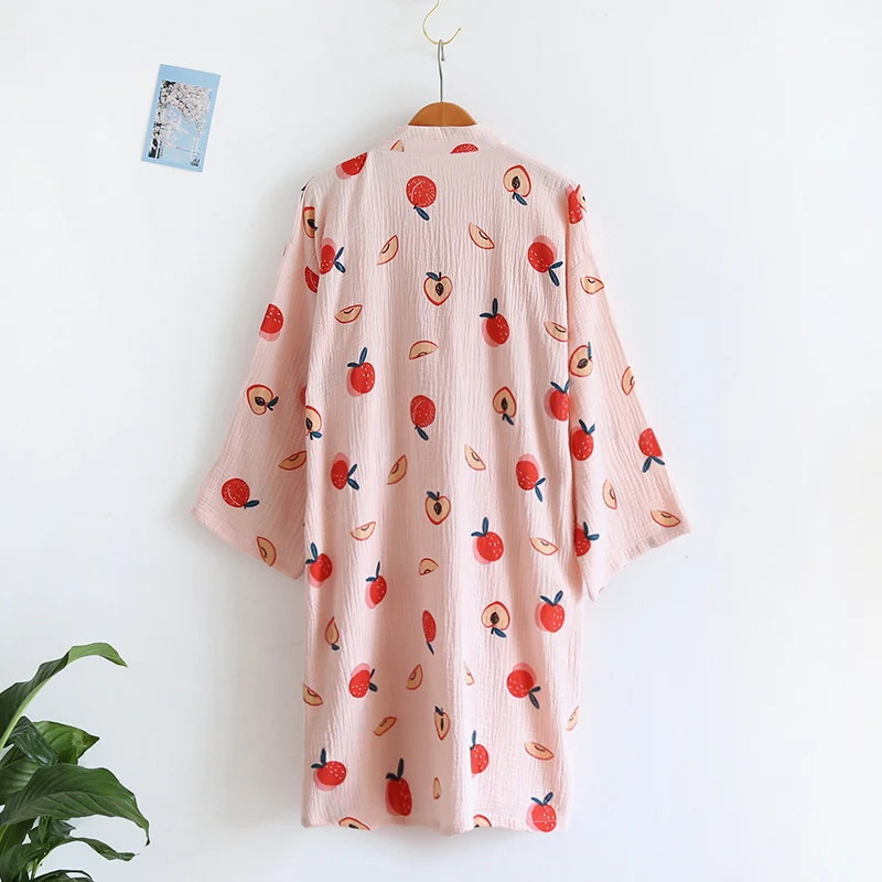 

Japanese Style Kimono Pajama Fashion Cartoon Print Summer Cotton Sleepwear Thin Loose Cardigan Hot Spring Sweat Steaming Clothes
