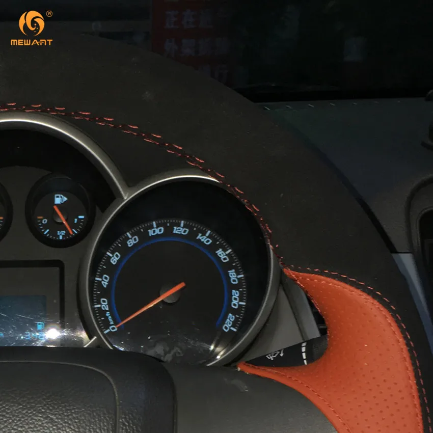 MEWANT Black Suede Orange Leather Car Steering Wheel Cover for Chevrolet Cruze 2009-2014 Aveo 2011-2014 Holden 2010 Parts | Автомобили и