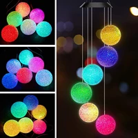 led solar wind chime crystal ball hummingbird wind chime light color changing waterproof hanging solar light for home garden